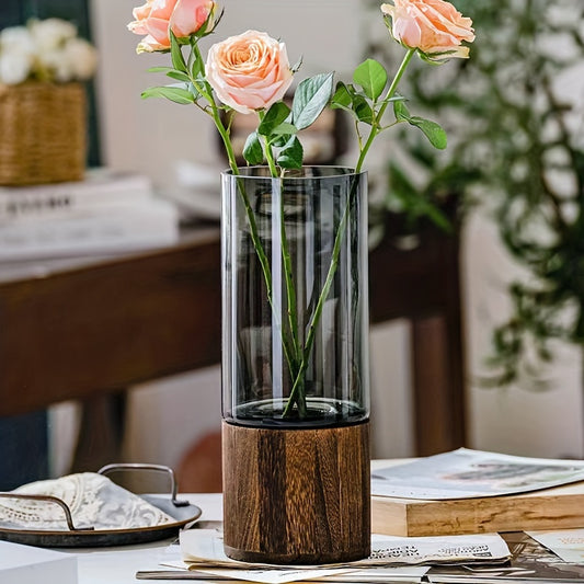 Elegant Wood&Glass Vase