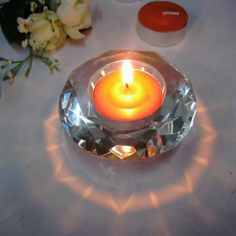 Crystal Glass Candlestick Holder