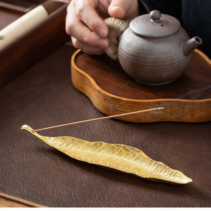 Golden Leaf Incense Holder